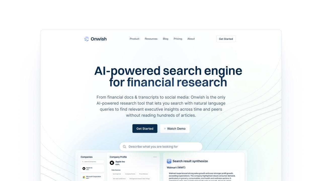 Onwish - Clean, Credible, Fast